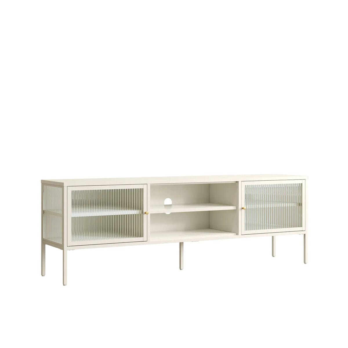 Esperance Living Addison Warm White Metal Fluted Glass Door Media Unit House of Isabella UK