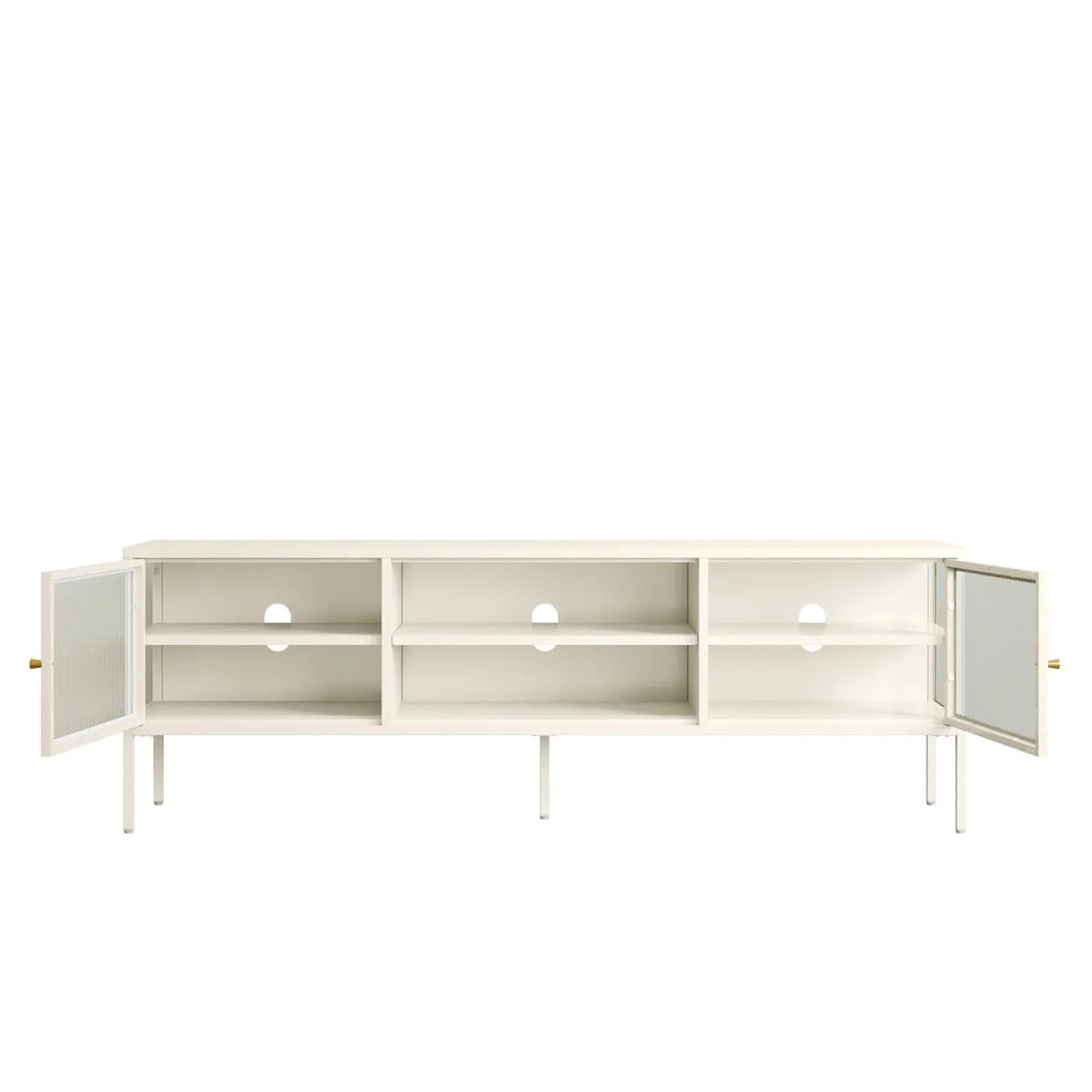 Esperance Living Addison Warm White Metal Fluted Glass Door Media Unit House of Isabella UK