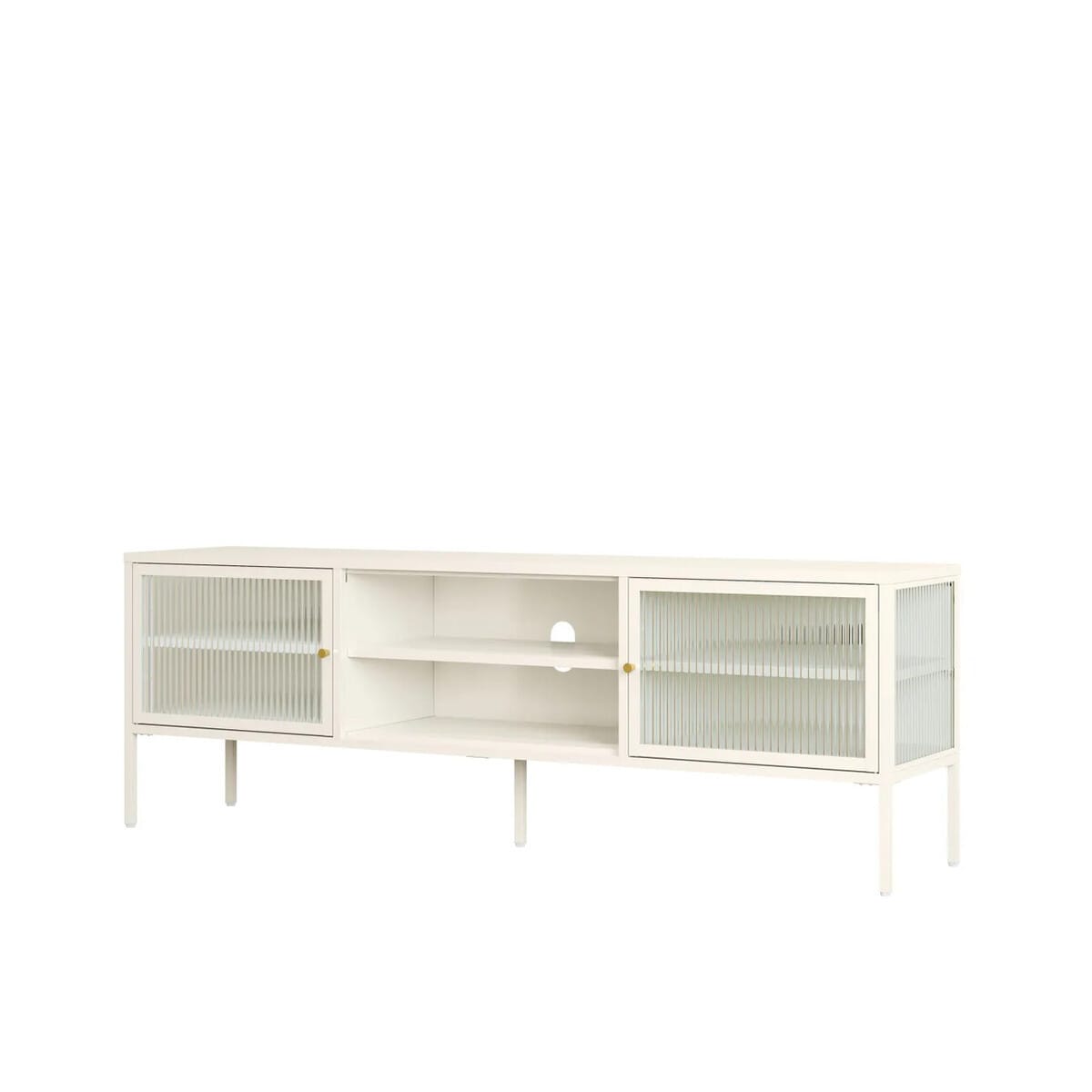 Esperance Living Addison Warm White Metal Fluted Glass Door Media Unit House of Isabella UK