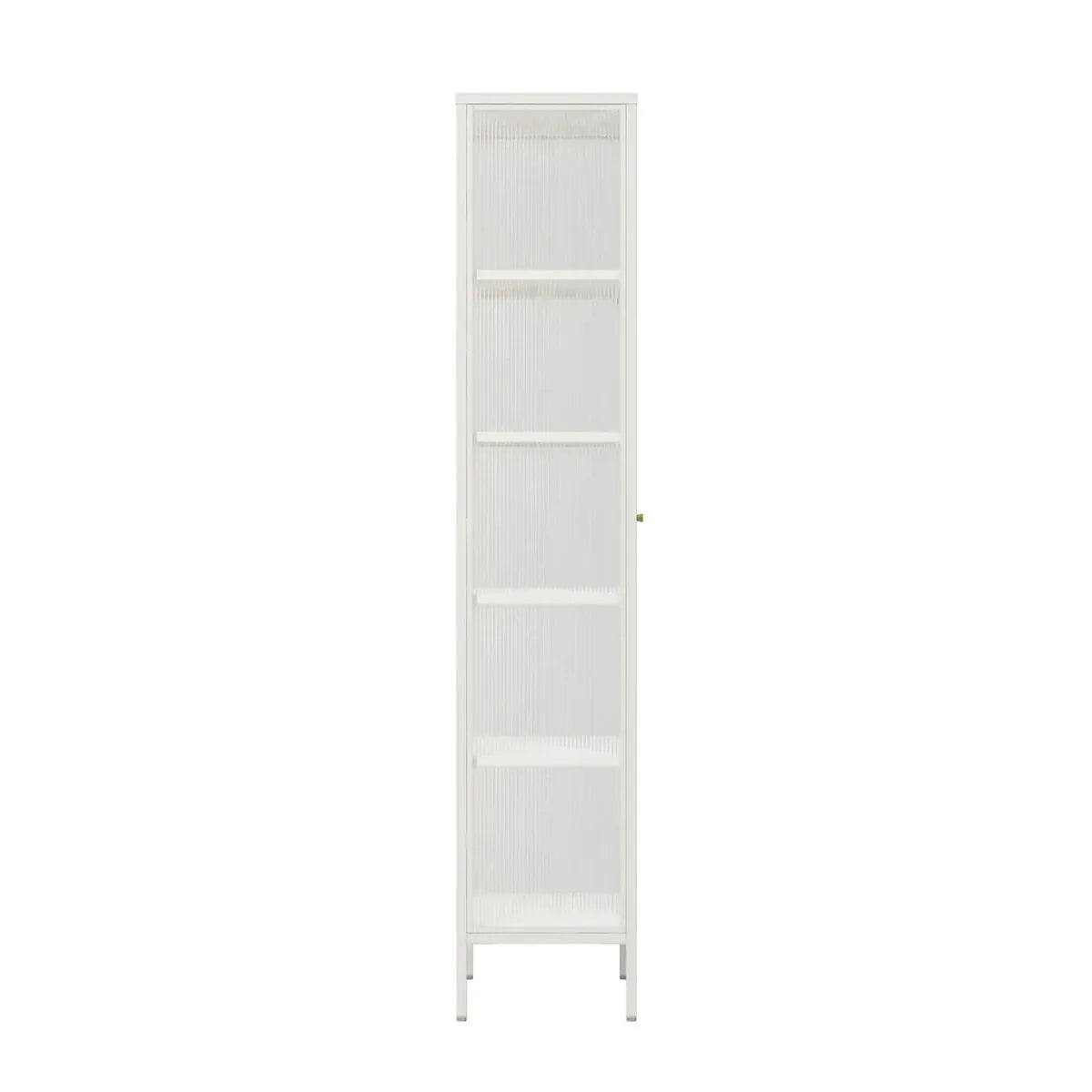 Esperance Living Addison Warm White Metal Fluted Glass Door Tall Cabinet House of Isabella UK