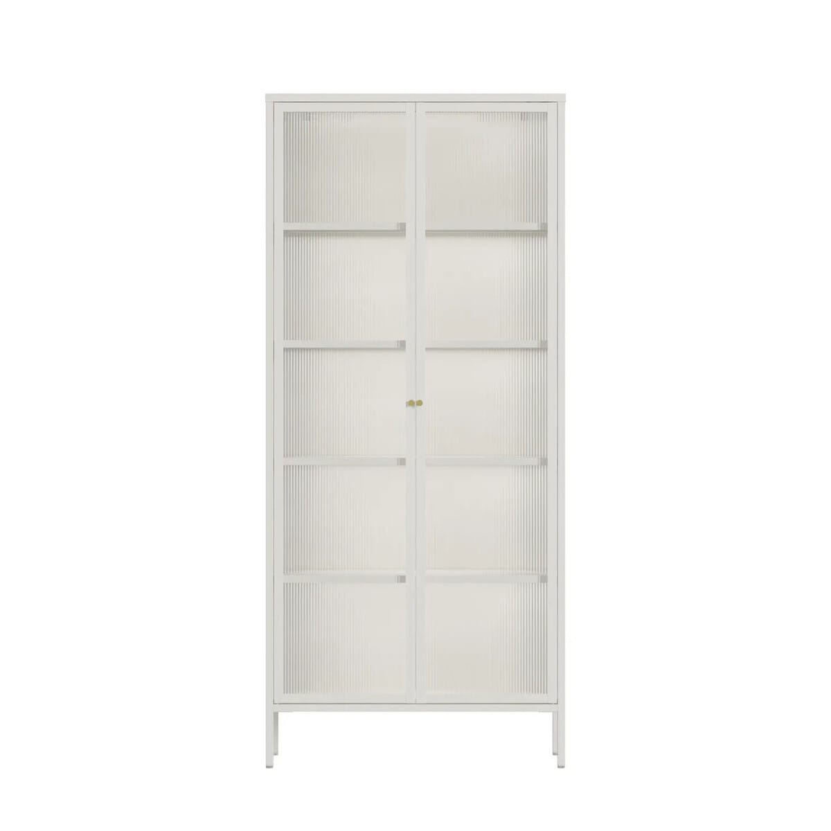 Esperance Living Addison Warm White Metal Fluted Glass Door Tall Cabinet House of Isabella UK