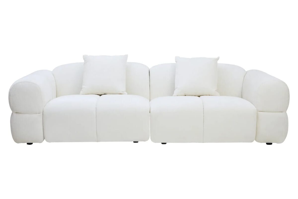Esperance Living Anglet Cream Textured Fabric Large 3 Seater Sofa House of Isabella UK