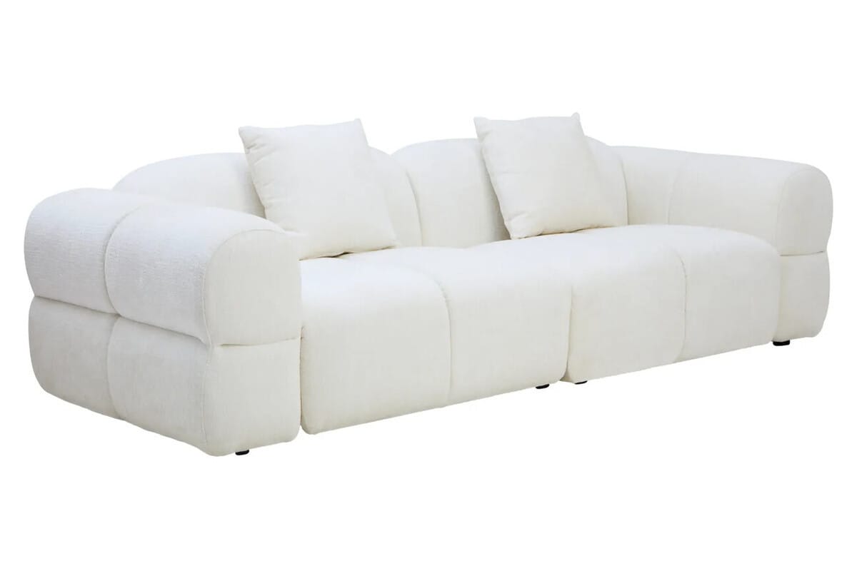Esperance Living Anglet Cream Textured Fabric Large 3 Seater Sofa House of Isabella UK