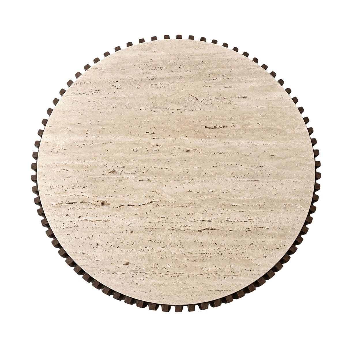 Esperance Living Babel Round Travertine and Mango Wood Coffee Table House of Isabella UK