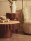 Esperance Living Babel Round Travertine and Mango Wood Coffee Table House of Isabella UK