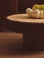 Esperance Living Babel Round Travertine and Mango Wood Coffee Table House of Isabella UK