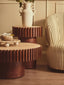 Esperance Living Babel Round Travertine and Mango Wood Side Table House of Isabella UK