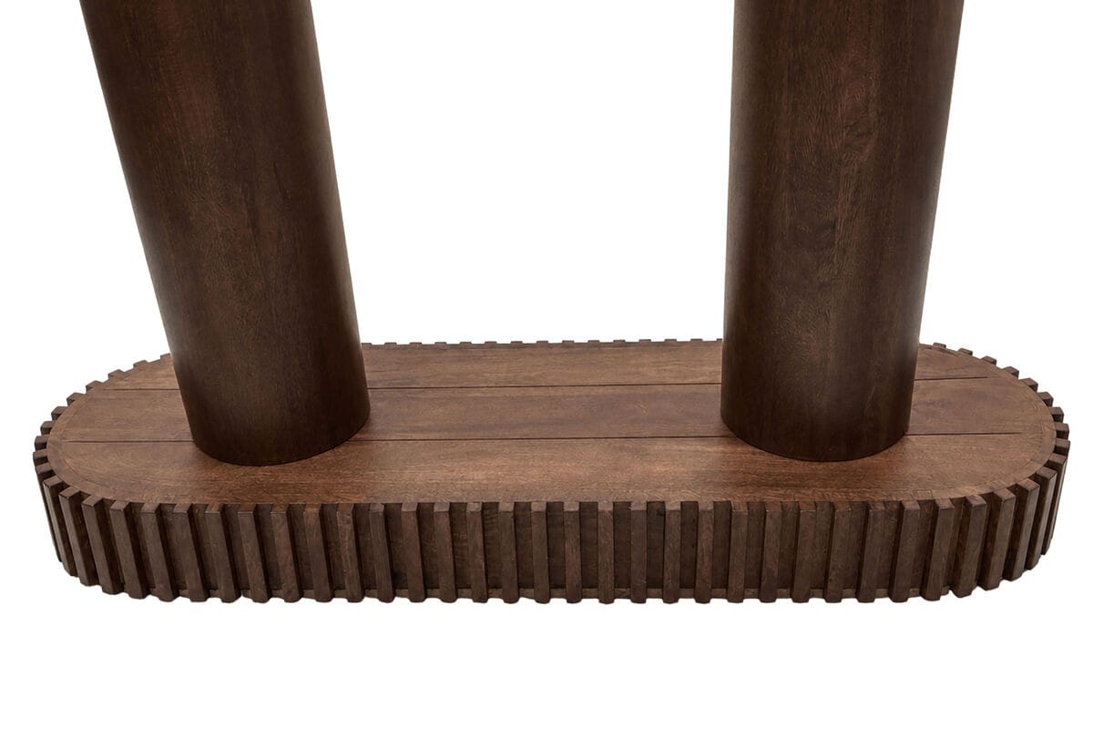 Esperance Living Babel Travertine and Mango Wood Curved Console Table House of Isabella UK