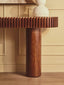 Esperance Living Babel Travertine and Mango Wood Curved Console Table House of Isabella UK