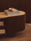 Esperance Living Babel Travertine and Mango Wood Curved Media Unit House of Isabella UK