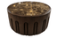 Esperance Living Barola Round Brown Marble and Dark Mango Wood Carved Coffee Table House of Isabella UK