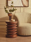 Esperance Living Barola Round Brown Marble and Mango Wood Carved Side Table House of Isabella UK