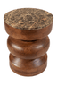 Esperance Living Barola Round Brown Marble and Mango Wood Carved Tiered Side Table House of Isabella UK
