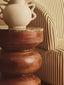Esperance Living Barola Round Brown Marble and Mango Wood Carved Tiered Side Table House of Isabella UK
