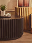 Esperance Living Barto Round Black Mango Wood Carved Ridge Coffee Table House of Isabella UK