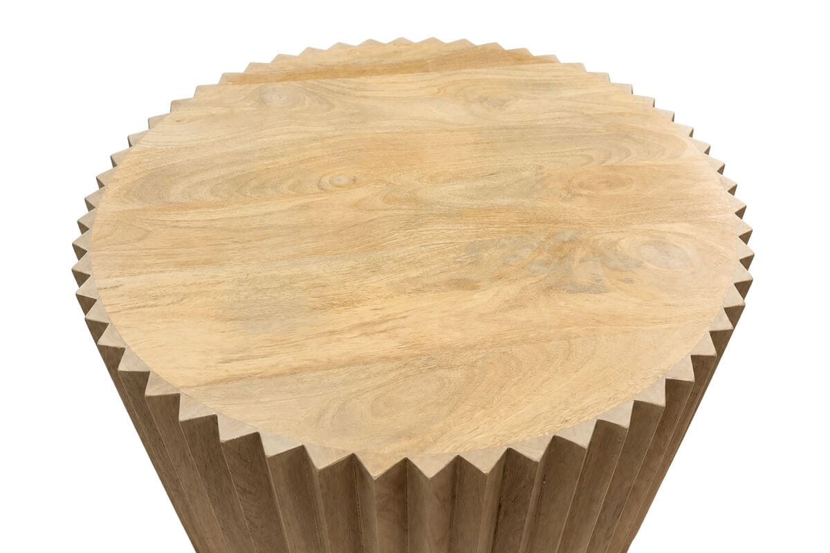 Esperance Living Barto Round Mango Wood Carved Ridged Coffee Table House of Isabella UK