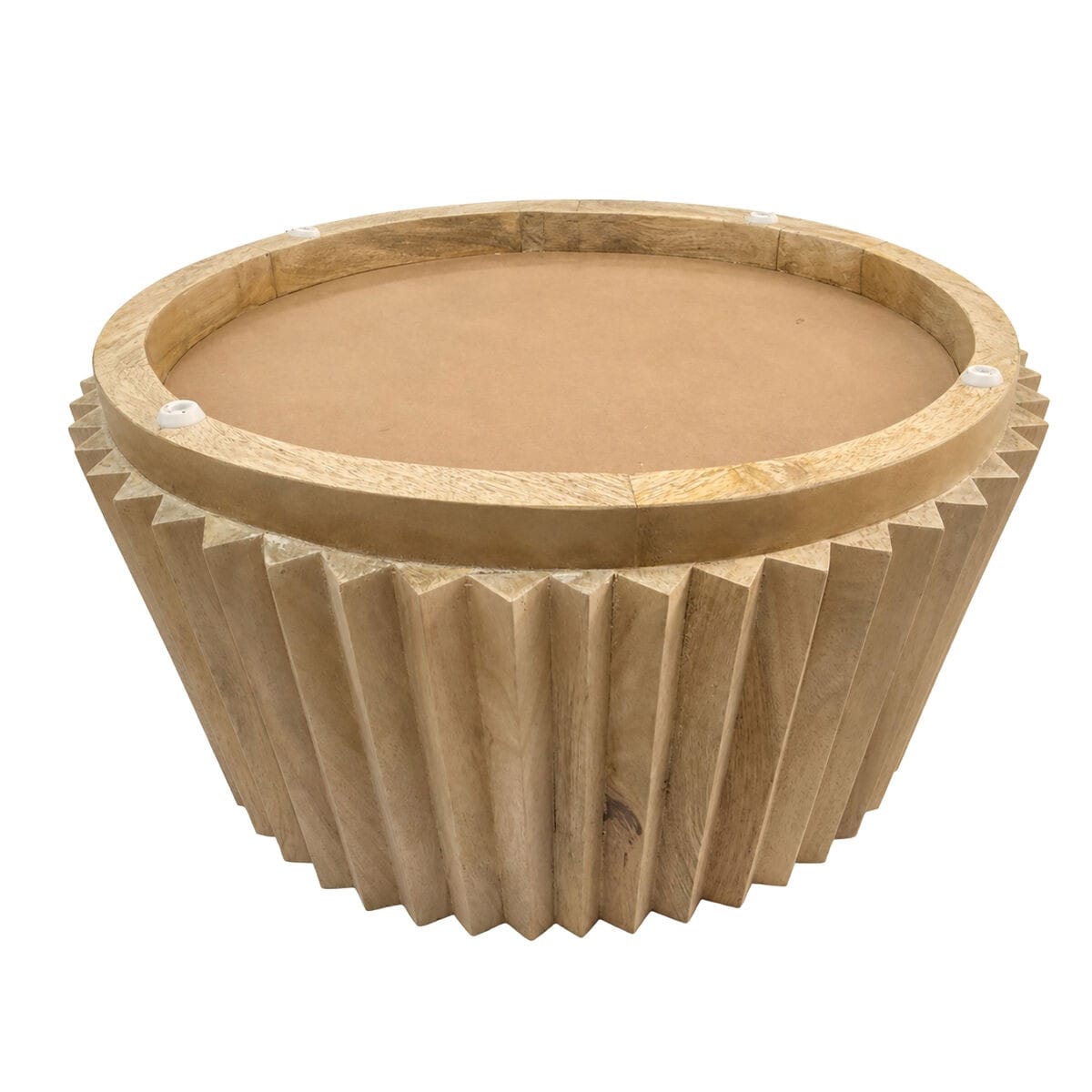 Esperance Living Barto Round Mango Wood Carved Ridged Coffee Table House of Isabella UK