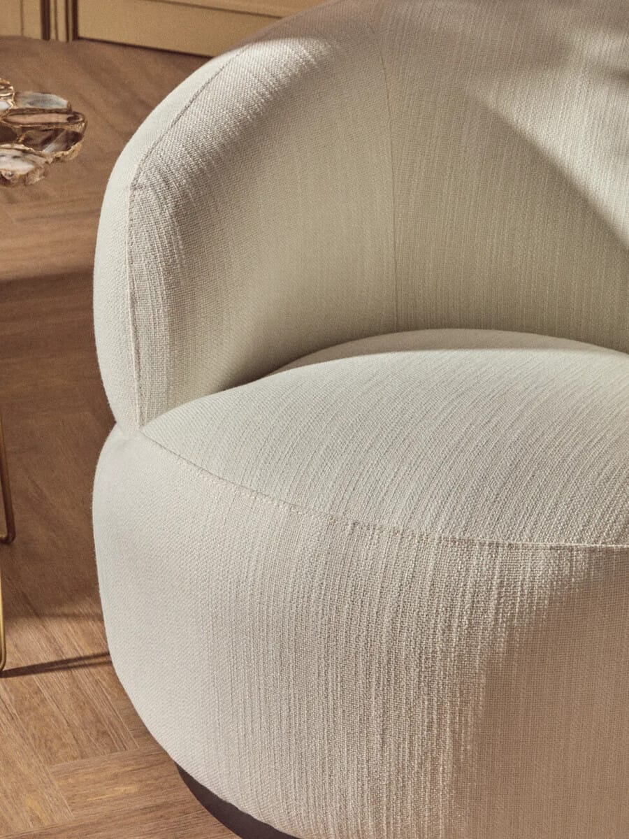 Esperance Living Bordo Textured Cream Curved Swivel Chair House of Isabella UK