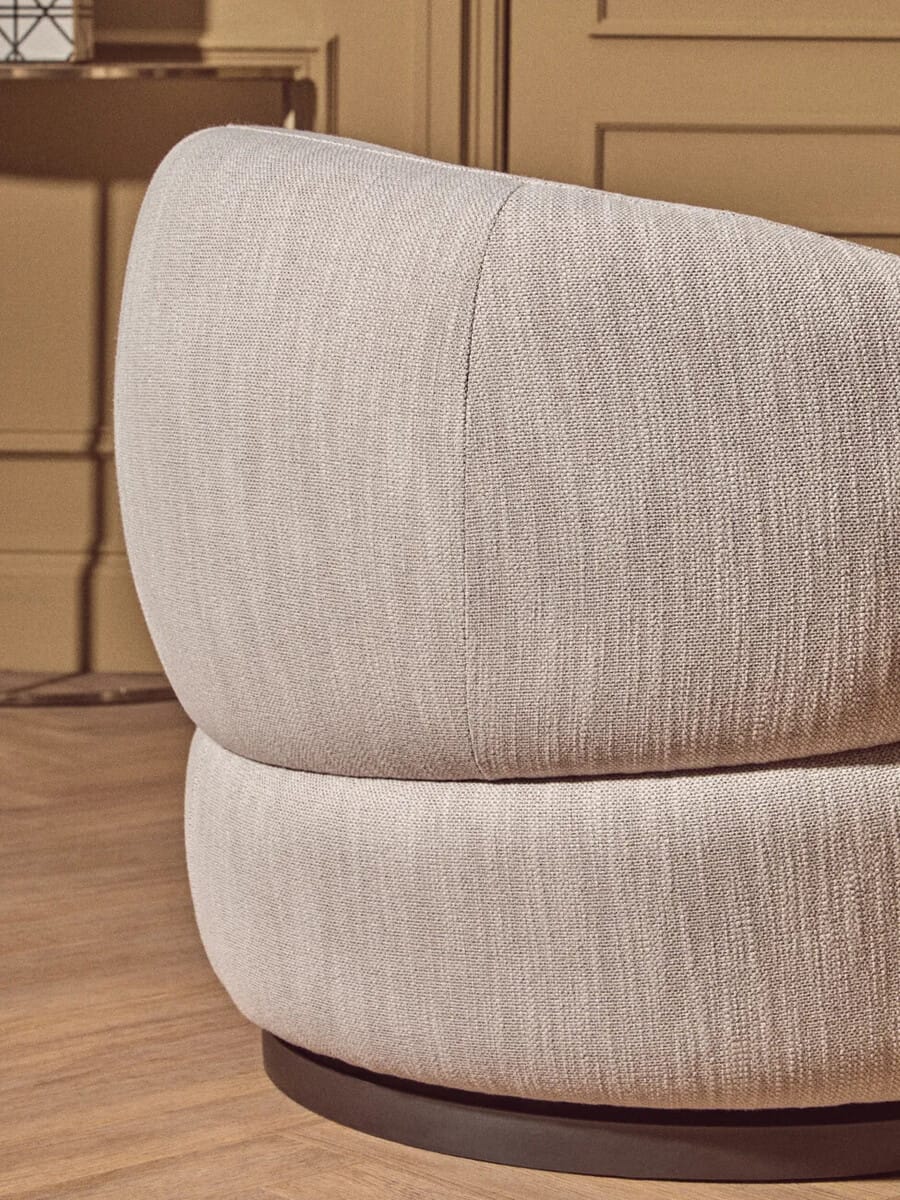 Esperance Living Bordo Textured Grey Curved Swivel Chair House of Isabella UK