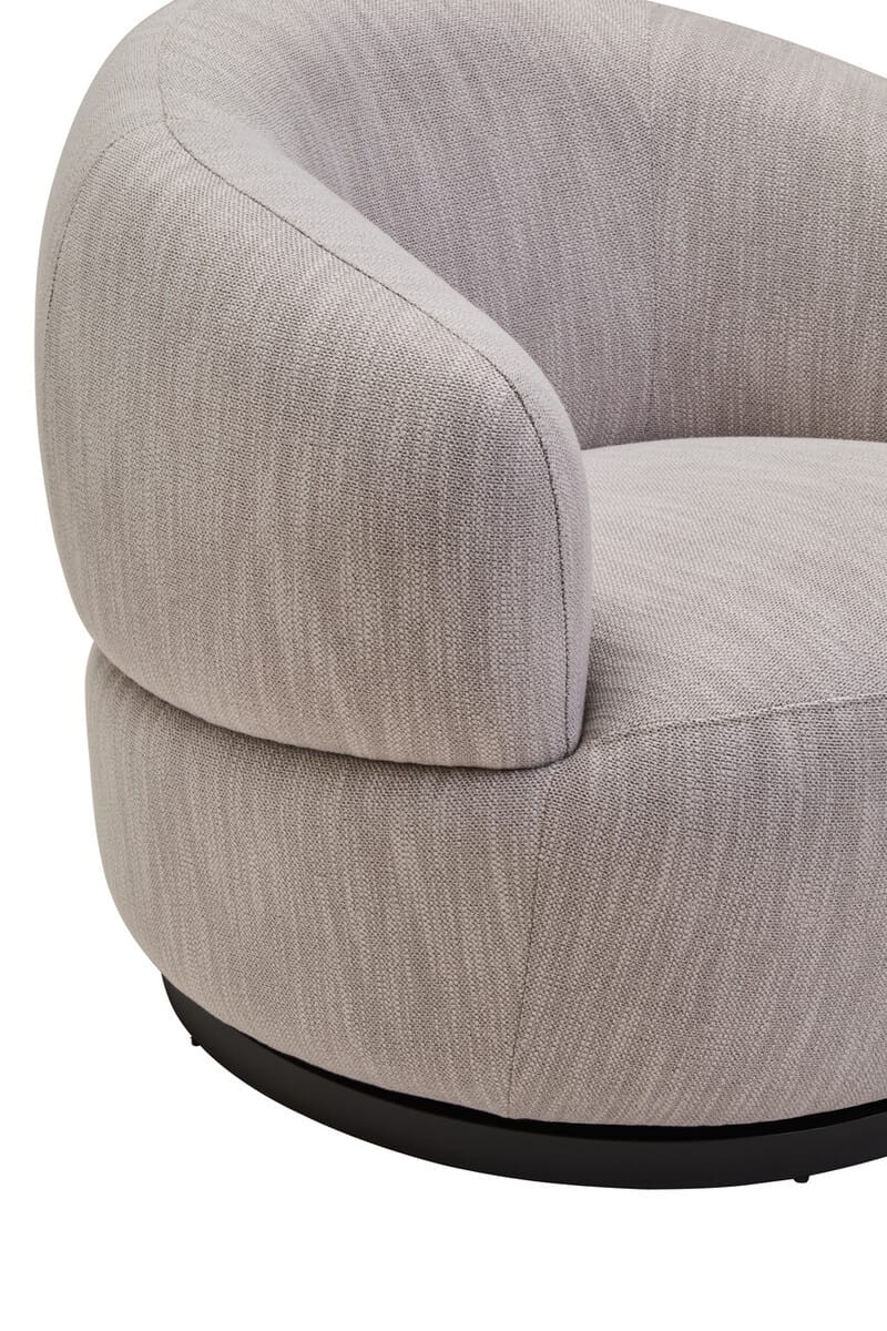 Esperance Living Bordo Textured Grey Curved Swivel Chair House of Isabella UK