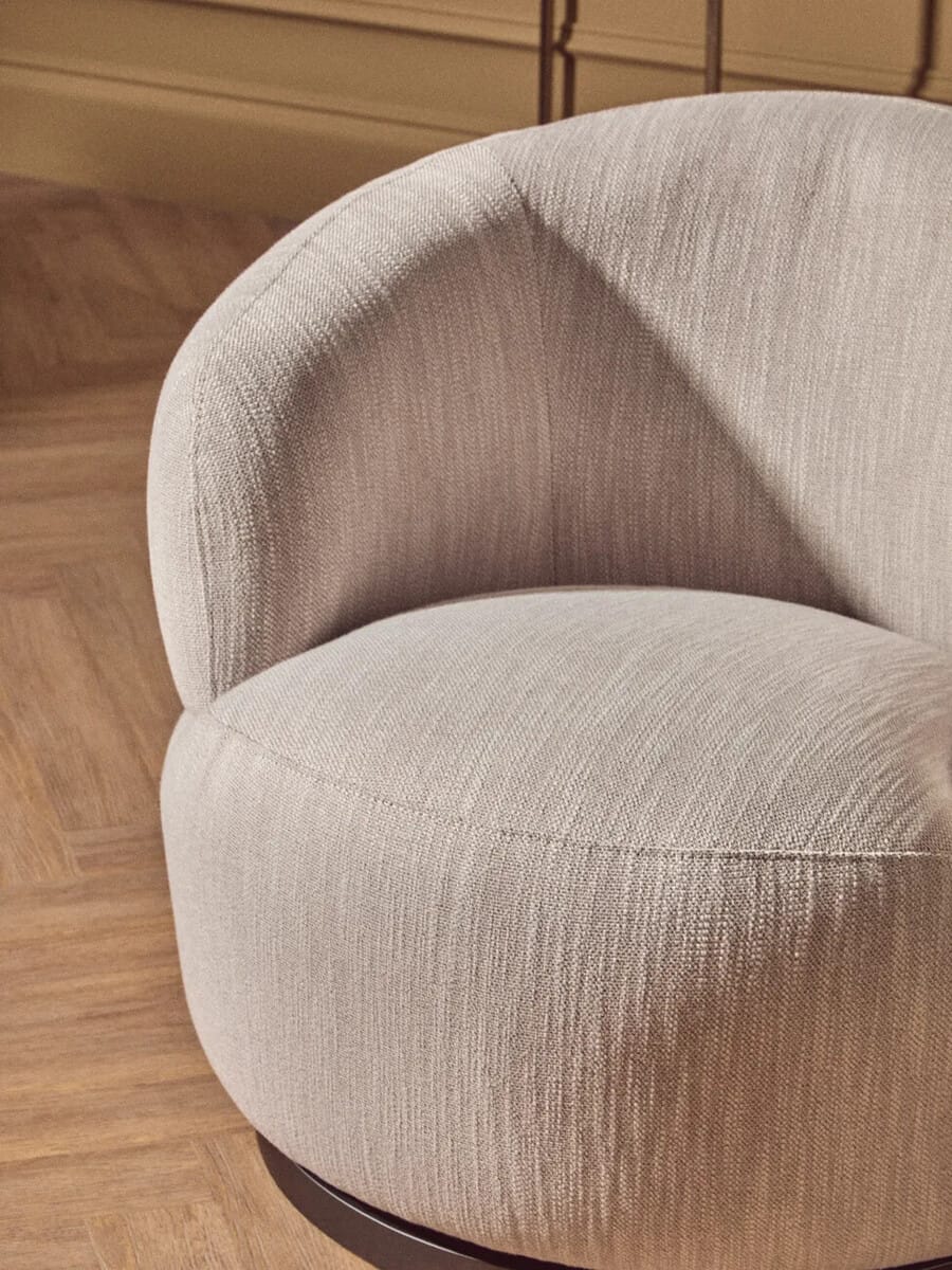 Esperance Living Bordo Textured Grey Curved Swivel Chair House of Isabella UK