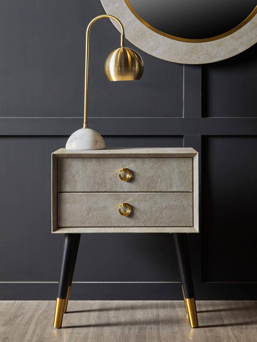 Esperance Living Cadio 2 Drawer Shagreen Effect Side Table House of Isabella UK