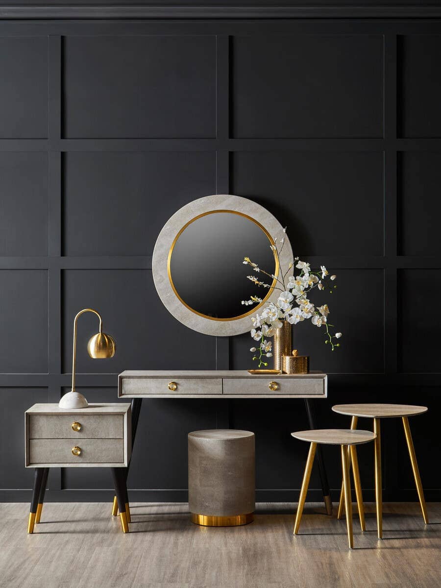 Esperance Living Cadio Shagreen Effect Round Stool and Side Table House of Isabella UK