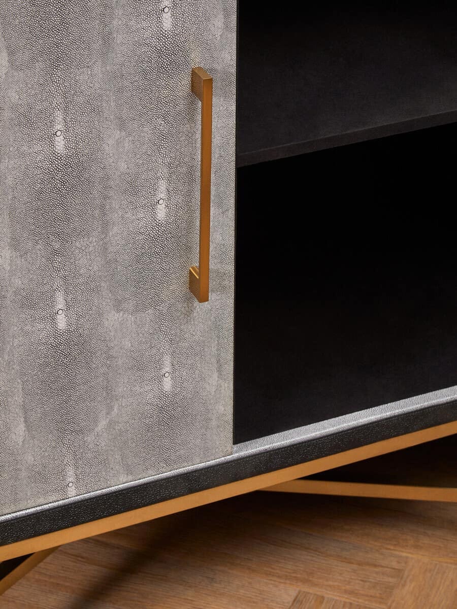 Esperance Living Cadiz Grey Shagreen Effect 4 Door Sideboard House of Isabella UK