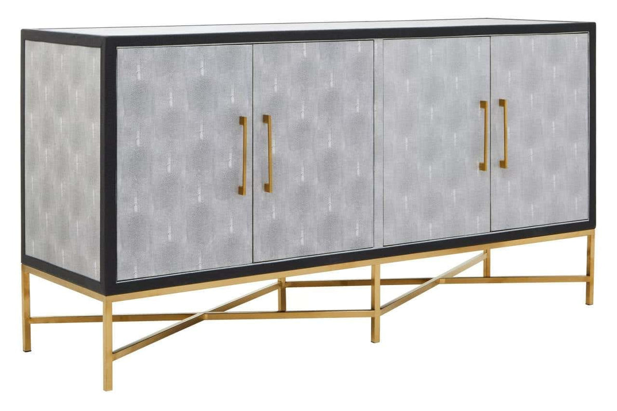 Esperance Living Cadiz Grey Shagreen Effect 4 Door Sideboard House of Isabella UK