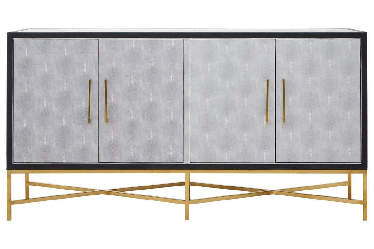 Esperance Living Cadiz Grey Shagreen Effect 4 Door Sideboard House of Isabella UK