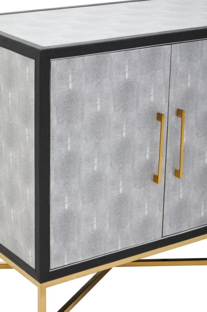 Esperance Living Cadiz Grey Shagreen Effect 4 Door Sideboard House of Isabella UK