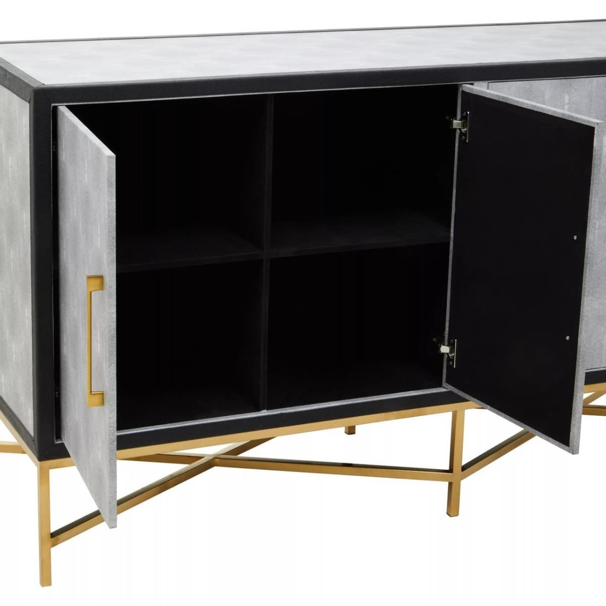 Esperance Living Cadiz Grey Shagreen Effect 4 Door Sideboard House of Isabella UK