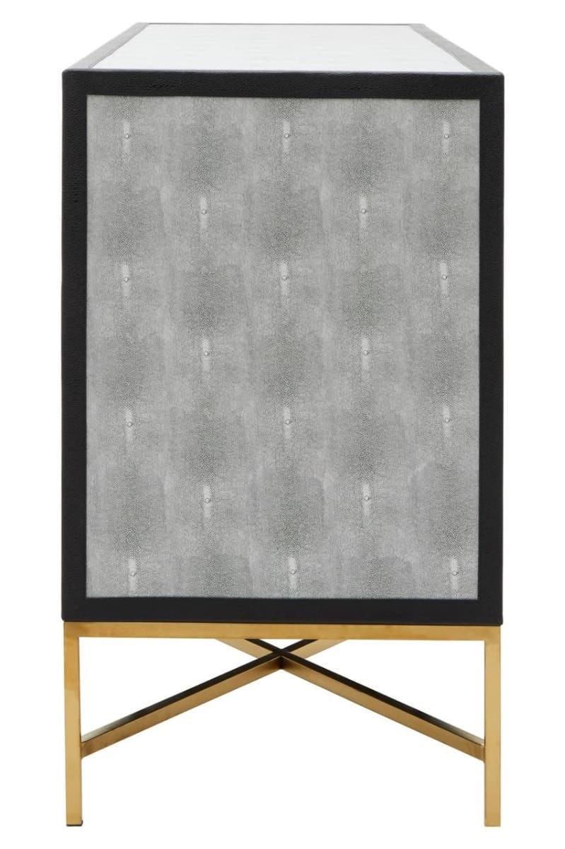 Esperance Living Cadiz Grey Shagreen Effect 4 Door Sideboard House of Isabella UK