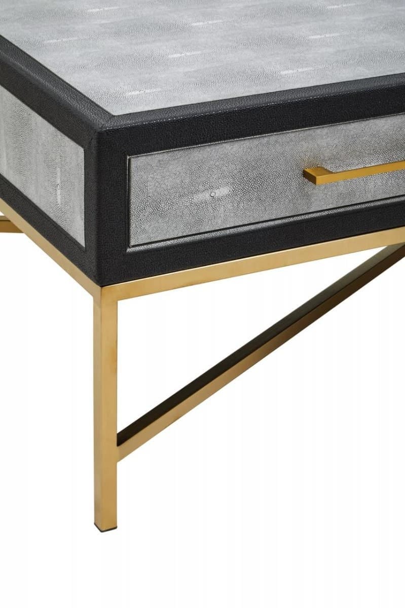 Esperance Living Cadiz Grey Shagreen Effect Coffee Table with 2 Drawers House of Isabella UK