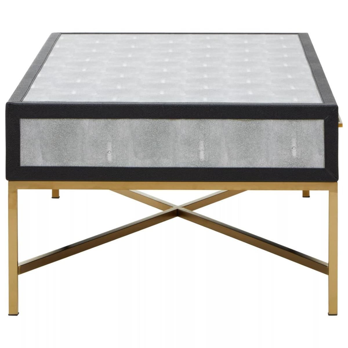 Esperance Living Cadiz Grey Shagreen Effect Coffee Table with 2 Drawers House of Isabella UK