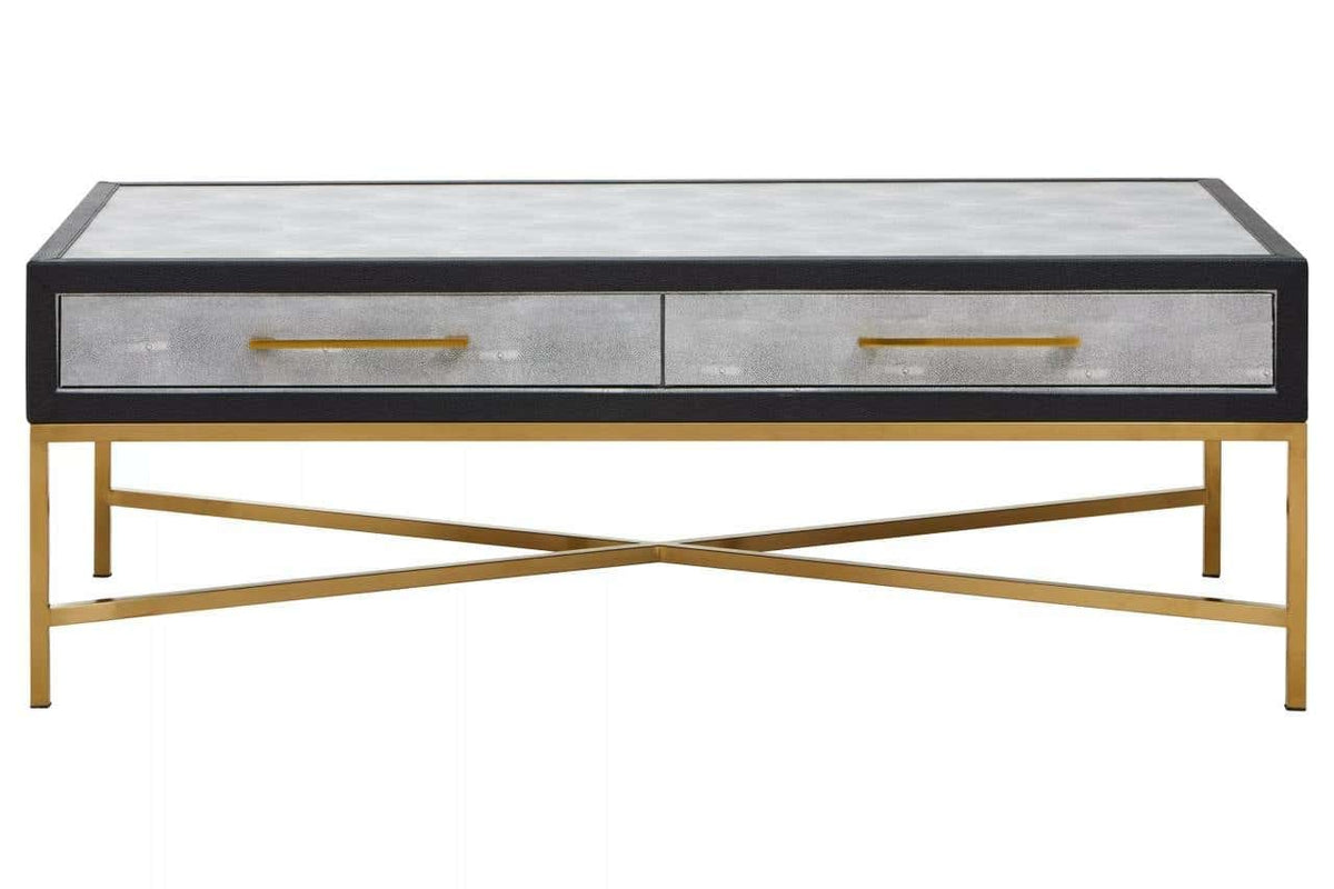 Esperance Living Cadiz Grey Shagreen Effect Coffee Table with 2 Drawers House of Isabella UK