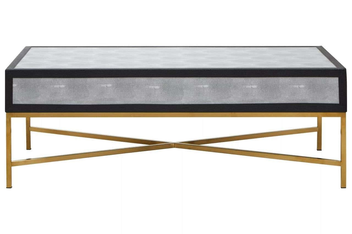 Esperance Living Cadiz Grey Shagreen Effect Coffee Table with 2 Drawers House of Isabella UK