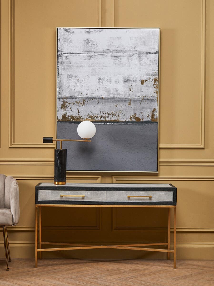 Esperance Living Cadiz Grey Shagreen Effect Console Table with 2 Drawers House of Isabella UK