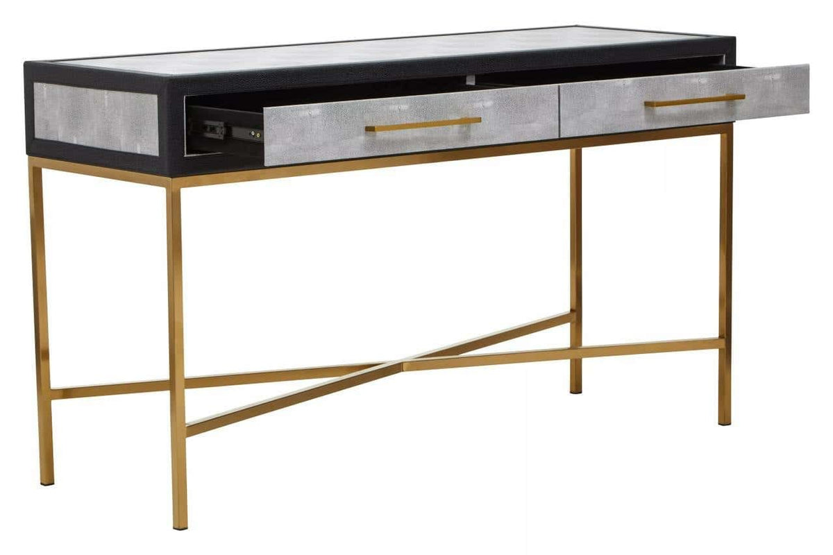 Esperance Living Cadiz Grey Shagreen Effect Console Table with 2 Drawers House of Isabella UK