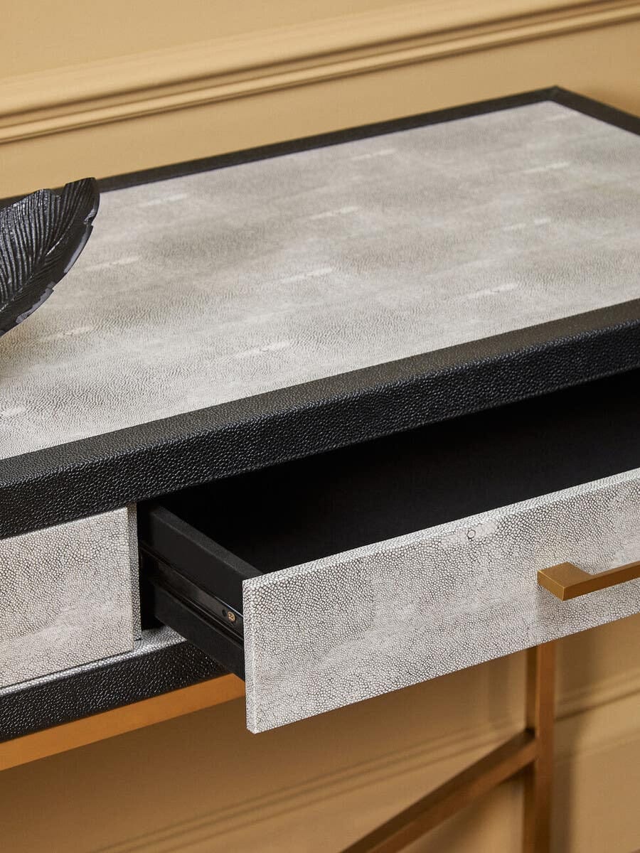 Esperance Living Cadiz Grey Shagreen Effect Console Table with 2 Drawers House of Isabella UK