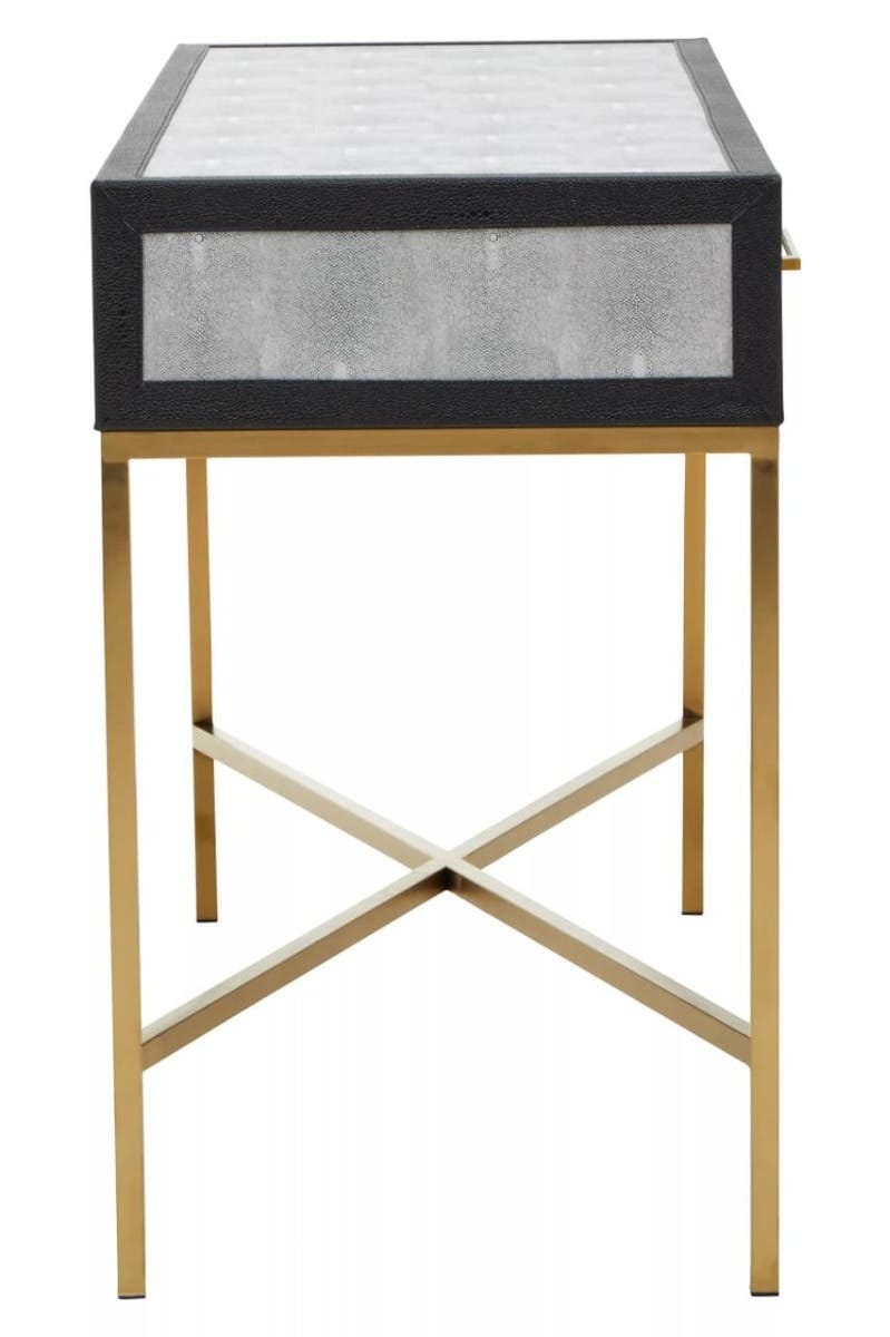 Esperance Living Cadiz Grey Shagreen Effect Console Table with 2 Drawers House of Isabella UK