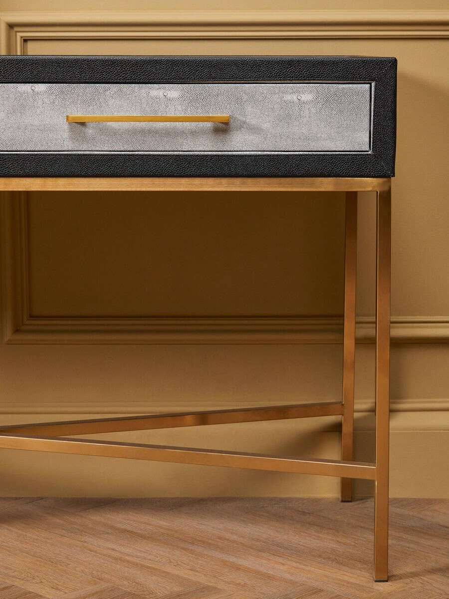 Esperance Living Cadiz Grey Shagreen Effect Console Table with 2 Drawers House of Isabella UK