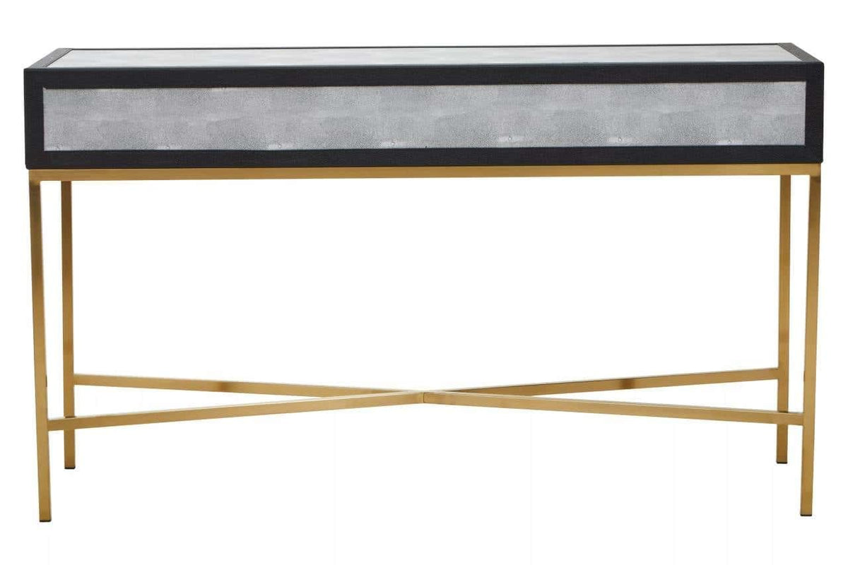 Esperance Living Cadiz Grey Shagreen Effect Console Table with 2 Drawers House of Isabella UK