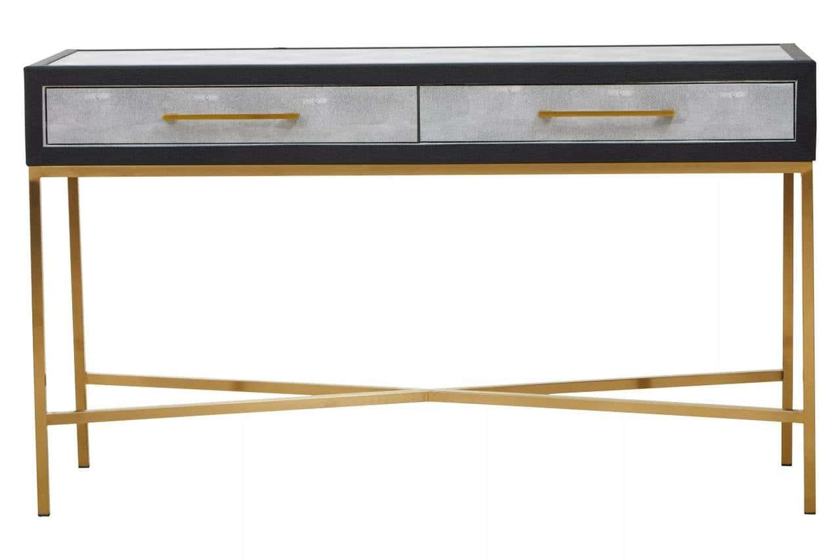 Esperance Living Cadiz Grey Shagreen Effect Console Table with 2 Drawers House of Isabella UK
