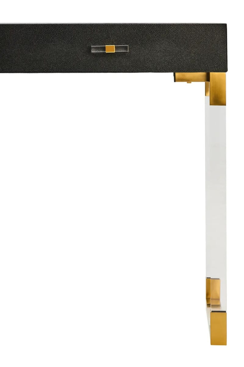 Esperance Living Cardona Black Shagreen Effect 2 Drawer Console Table House of Isabella UK
