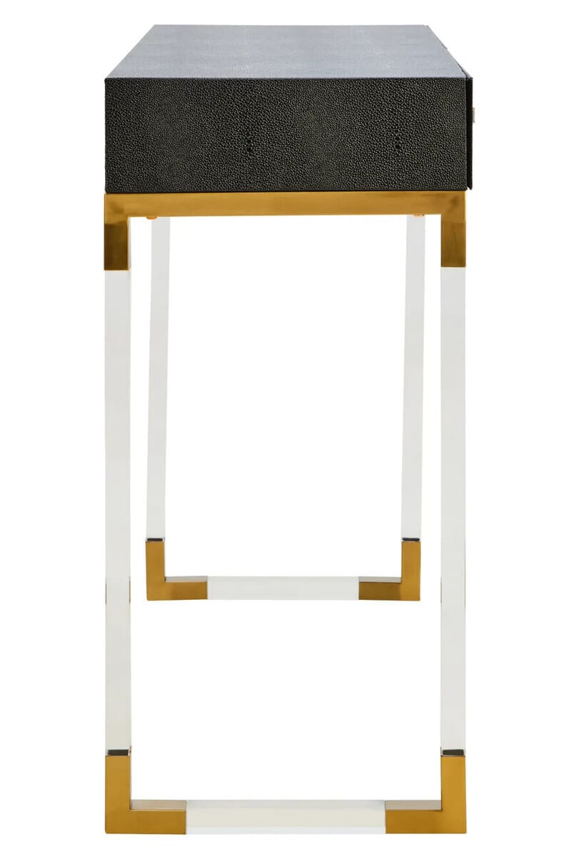 Esperance Living Cardona Black Shagreen Effect 2 Drawer Console Table House of Isabella UK