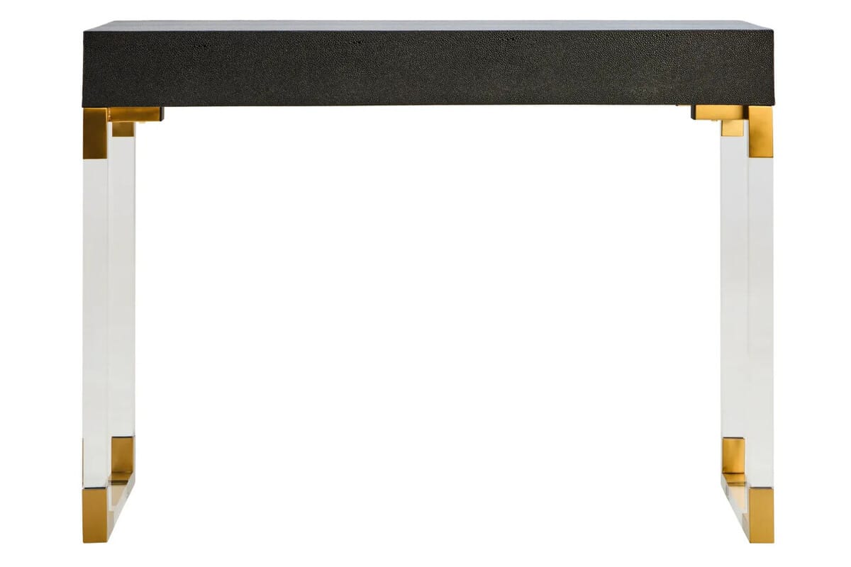 Esperance Living Cardona Black Shagreen Effect 2 Drawer Console Table House of Isabella UK