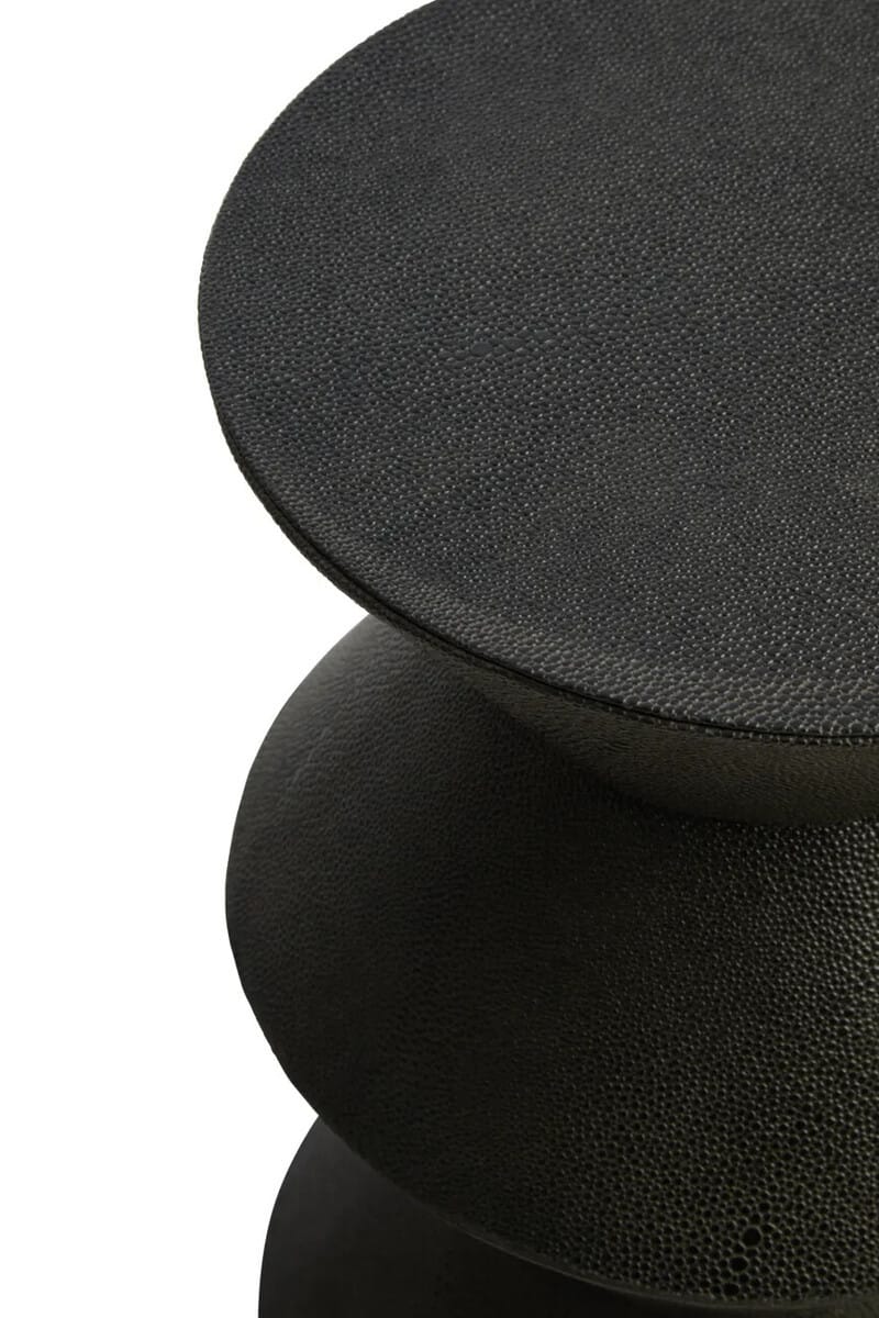 Esperance Living Cardona Black Shagreen Effect Side Table House of Isabella UK