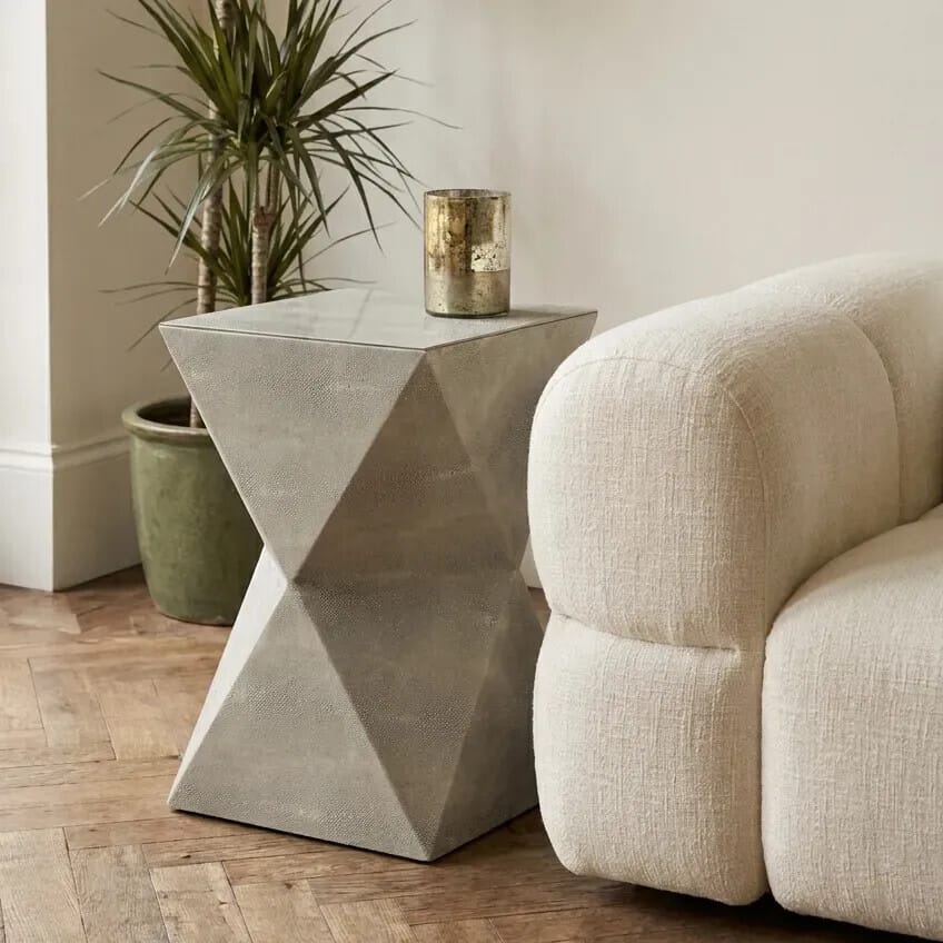 Esperance Living Cardona Grey Shagreen Effect Side Table House of Isabella UK