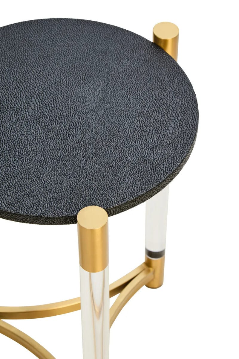 Esperance Living Cardona Set Of Two Black Shagreen Effect Side Tables House of Isabella UK